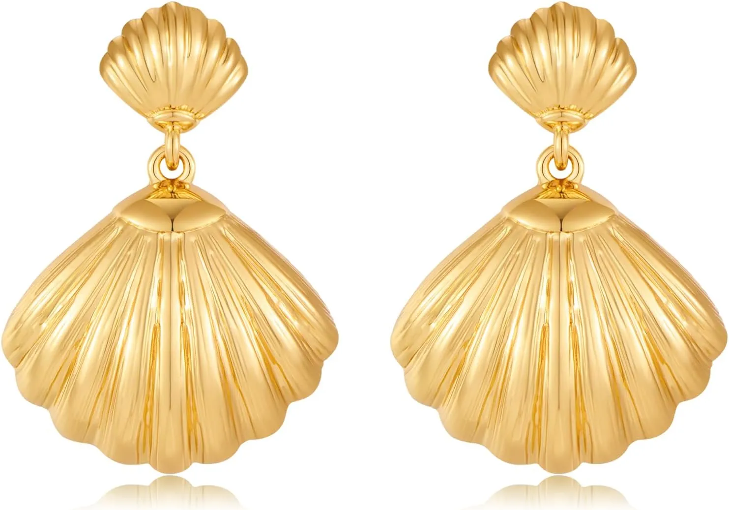 Gold Shell Dangle Earrings for Women