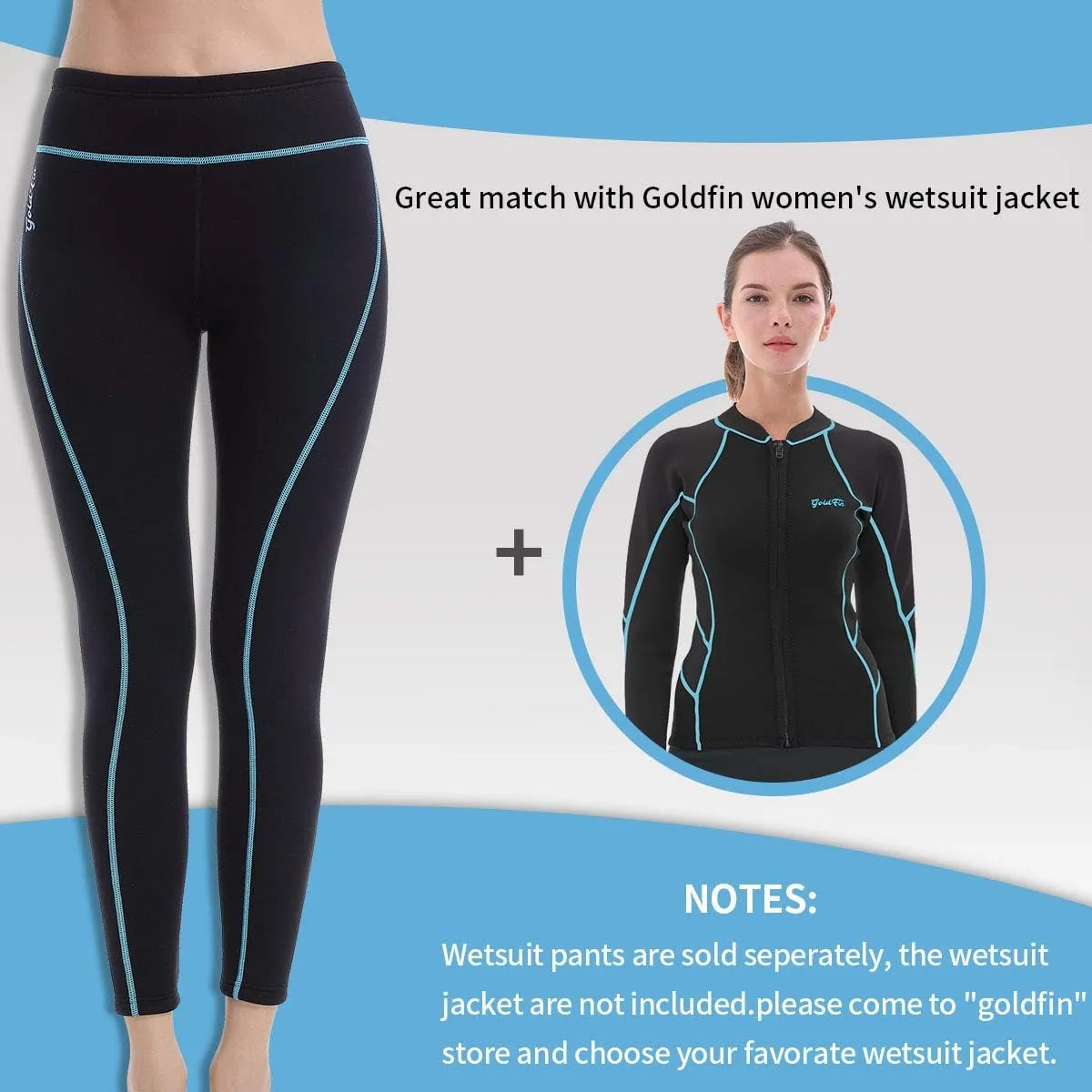 GoldFin Wetsuit Pants Women, 2mm Neoprene Pants Keep Warm for Water Aerobics Diving Surfing Swimming Snorkeling Scuba Kayaking Pants