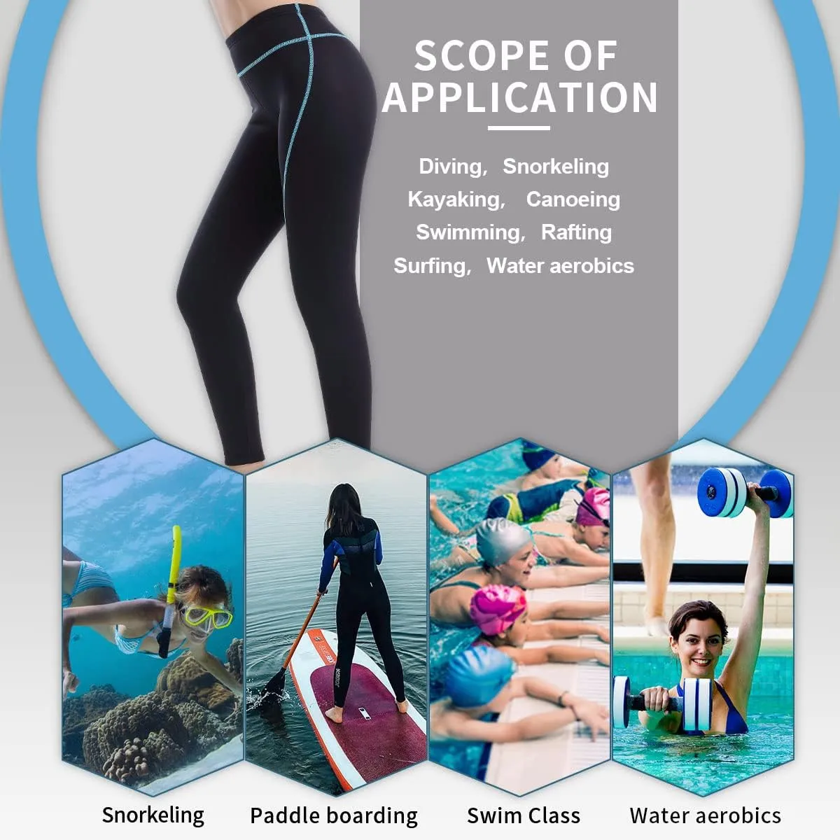 GoldFin Wetsuit Pants Women, 2mm Neoprene Pants Keep Warm for Water Aerobics Diving Surfing Swimming Snorkeling Scuba Kayaking Pants