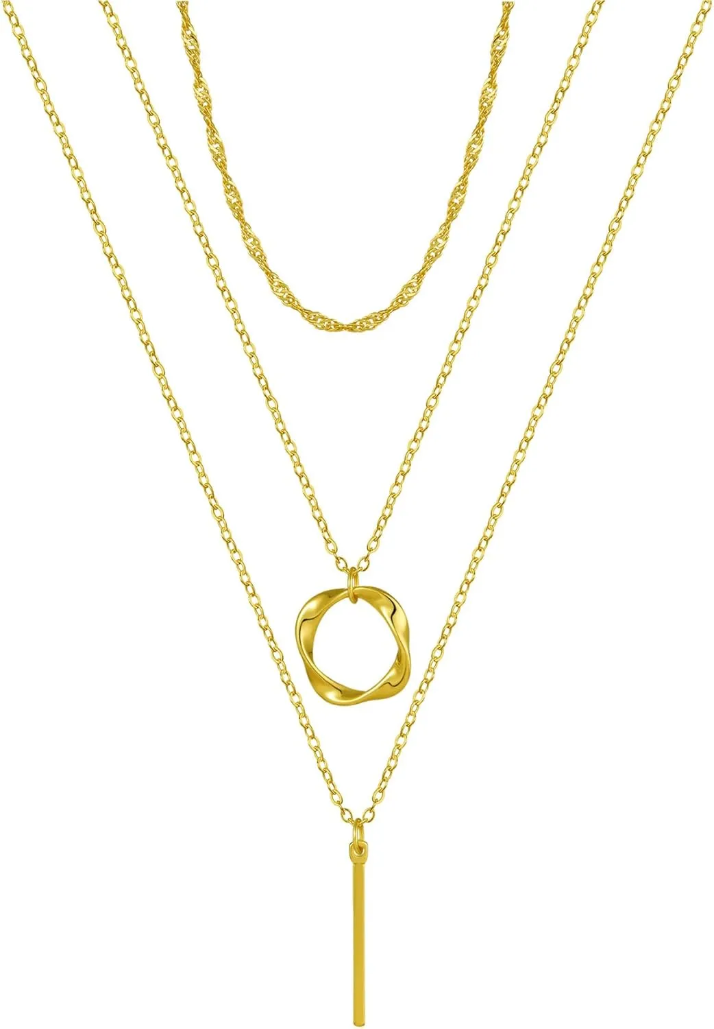 Gold/Silver Layered Necklaces for Women,Dainty Gold/Silver Stackable Chain Necklace Sets,Layering Pendant Choker Necklace Trendy Jewelry