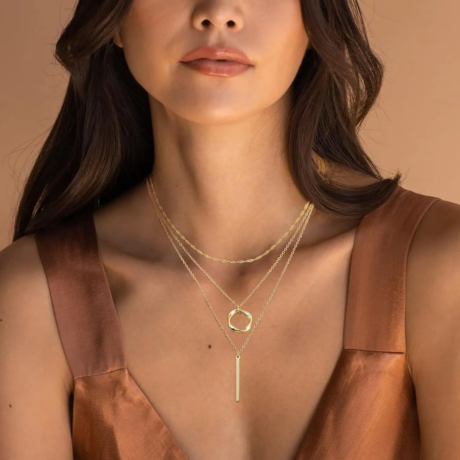 Gold/Silver Layered Necklaces for Women,Dainty Gold/Silver Stackable Chain Necklace Sets,Layering Pendant Choker Necklace Trendy Jewelry