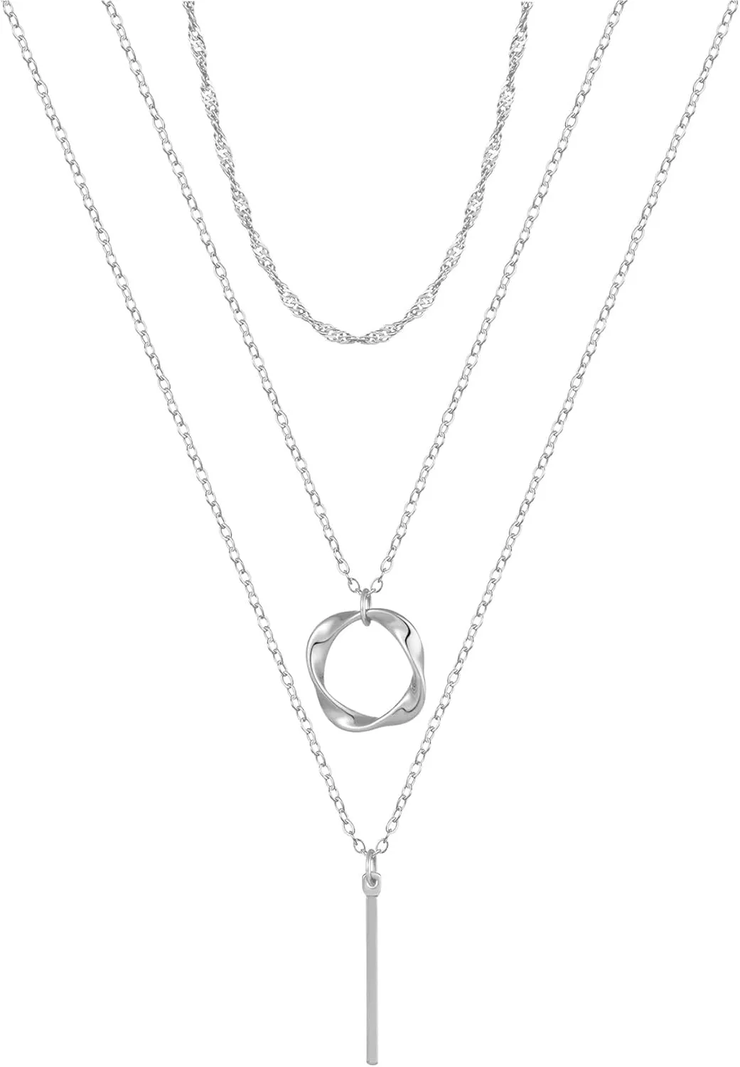 Gold/Silver Layered Necklaces for Women,Dainty Gold/Silver Stackable Chain Necklace Sets,Layering Pendant Choker Necklace Trendy Jewelry