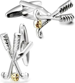 Golf Ball And Clubs Cufflinks for Men.