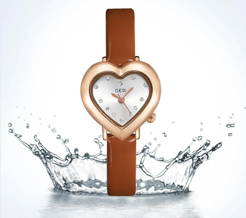 Gosasa Elegant Women's Watch Diamond Heart Shape Small Dial Minimalist Bracelet Dress Watch for Women Casual Ladies Analog Quartz Wristwatch