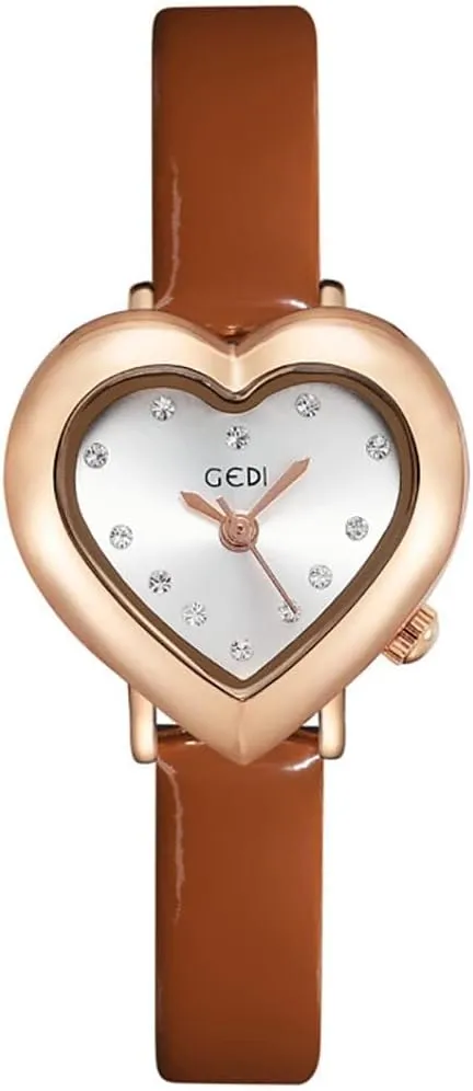 Gosasa Elegant Women's Watch Diamond Heart Shape Small Dial Minimalist Bracelet Dress Watch for Women Casual Ladies Analog Quartz Wristwatch