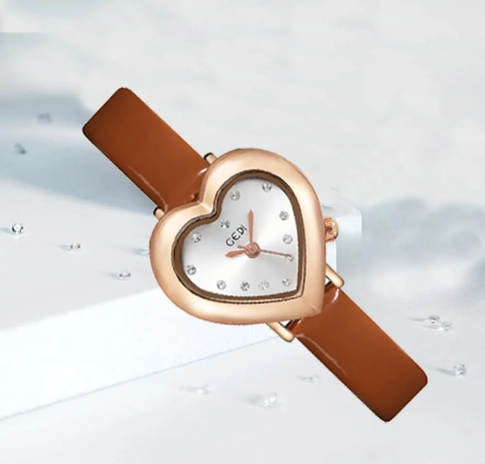 Gosasa Elegant Women's Watch Diamond Heart Shape Small Dial Minimalist Bracelet Dress Watch for Women Casual Ladies Analog Quartz Wristwatch
