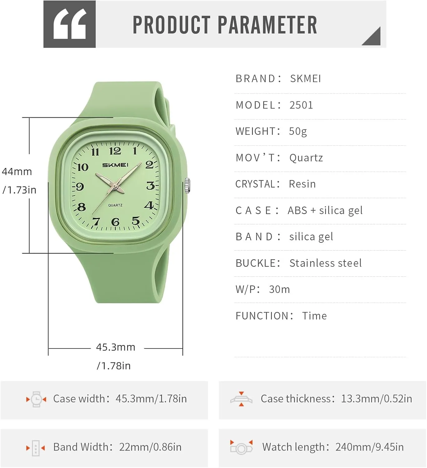 Gosasa Unisex Quartz Watch Minimalist Square Dial Womens Mens Casual Sport Analog Quartz Wristwatch with Silicone Strap Multiple Colors