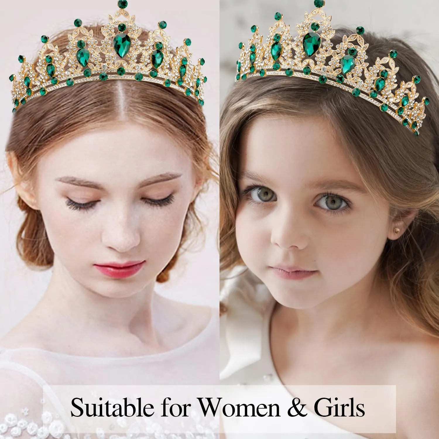 Green Birthday Crown and Birthday Queen Sash Tiara Birthday Girls Women Crystal Crown Princess Birthday Party Decorations Rhinestone Happy Birthday Accessories for Party Birthday Gifts, EF8277