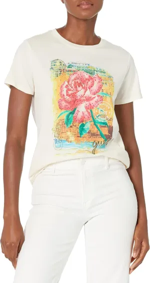 GUESS Women's Short Sleeve Positano Rose Easy Tee