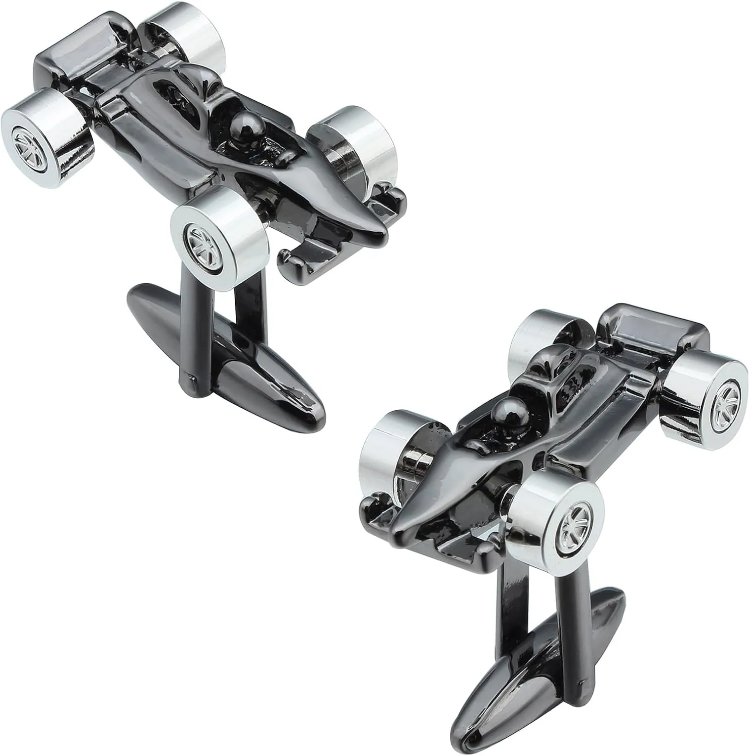 Gun Black Mini Racing Cufflinks For Men With Gift Box.