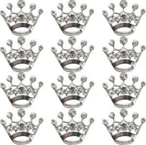 GXXMEI 12PCS Tiara Crown Brooch Pin Wedding Party Pageant Brooch (Silver)