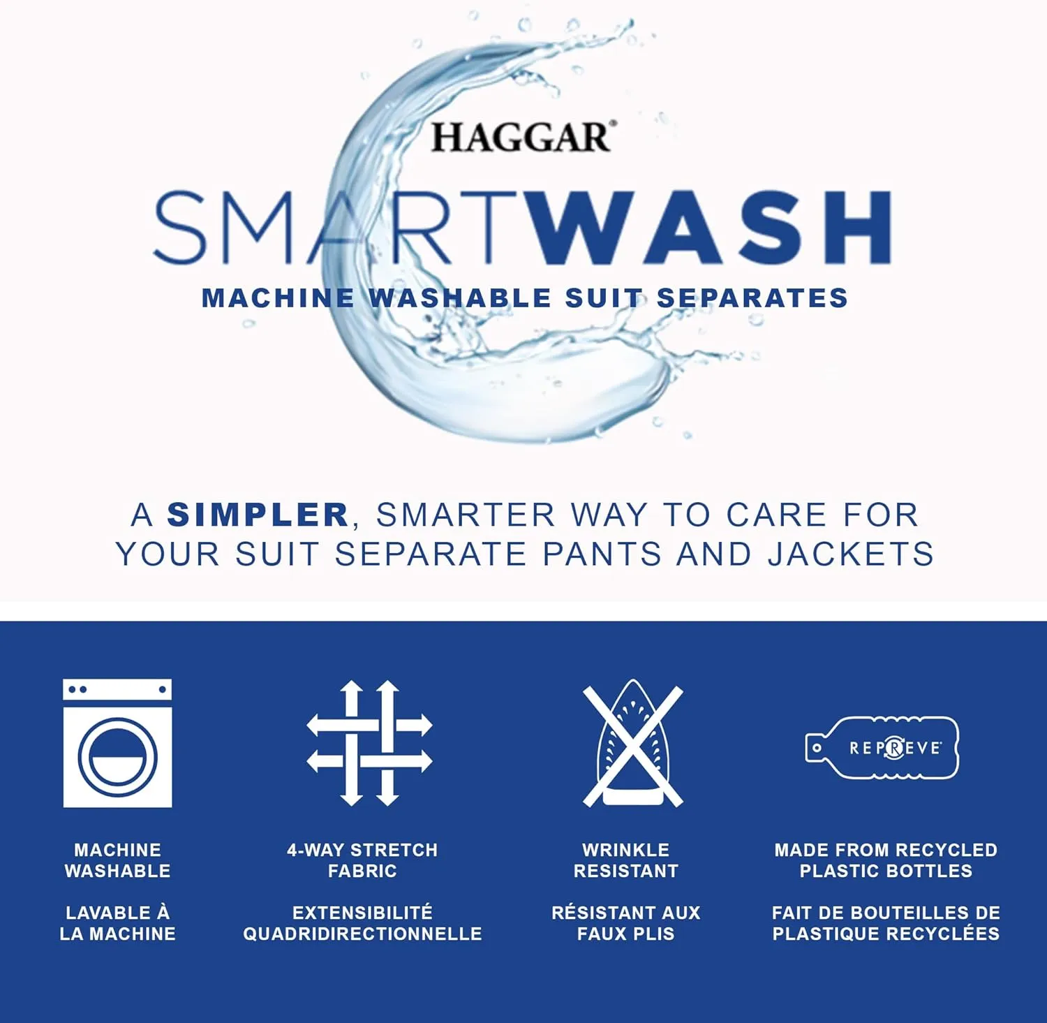 Haggar Men's Smart Wash with Repreve Slim Fit Suit Separates-Pants & Jackets