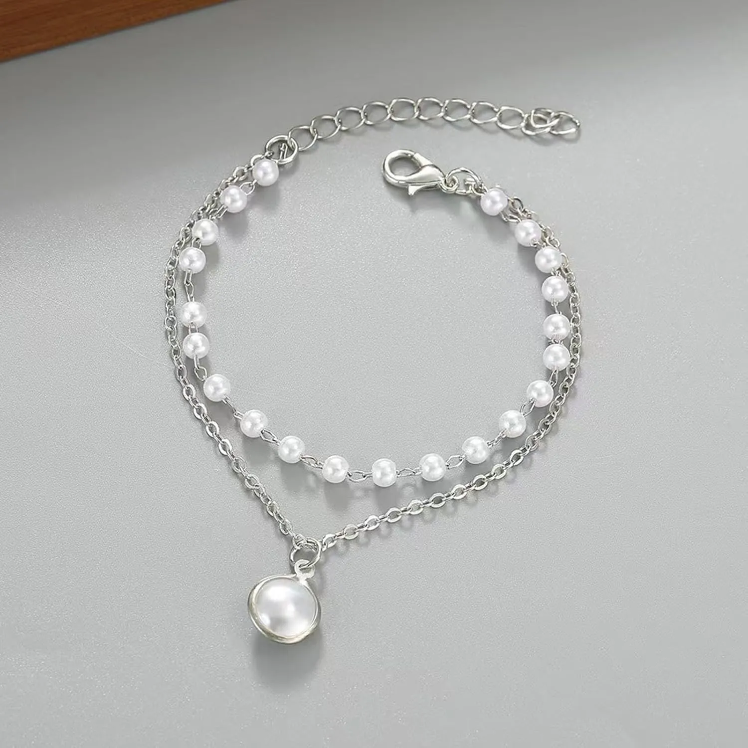 Handmade Faux Pearl Bracelet for Women, Adjustable Alloy Bracelet Necklace Imitation, Birthday Valentines New Year Gifts for Her