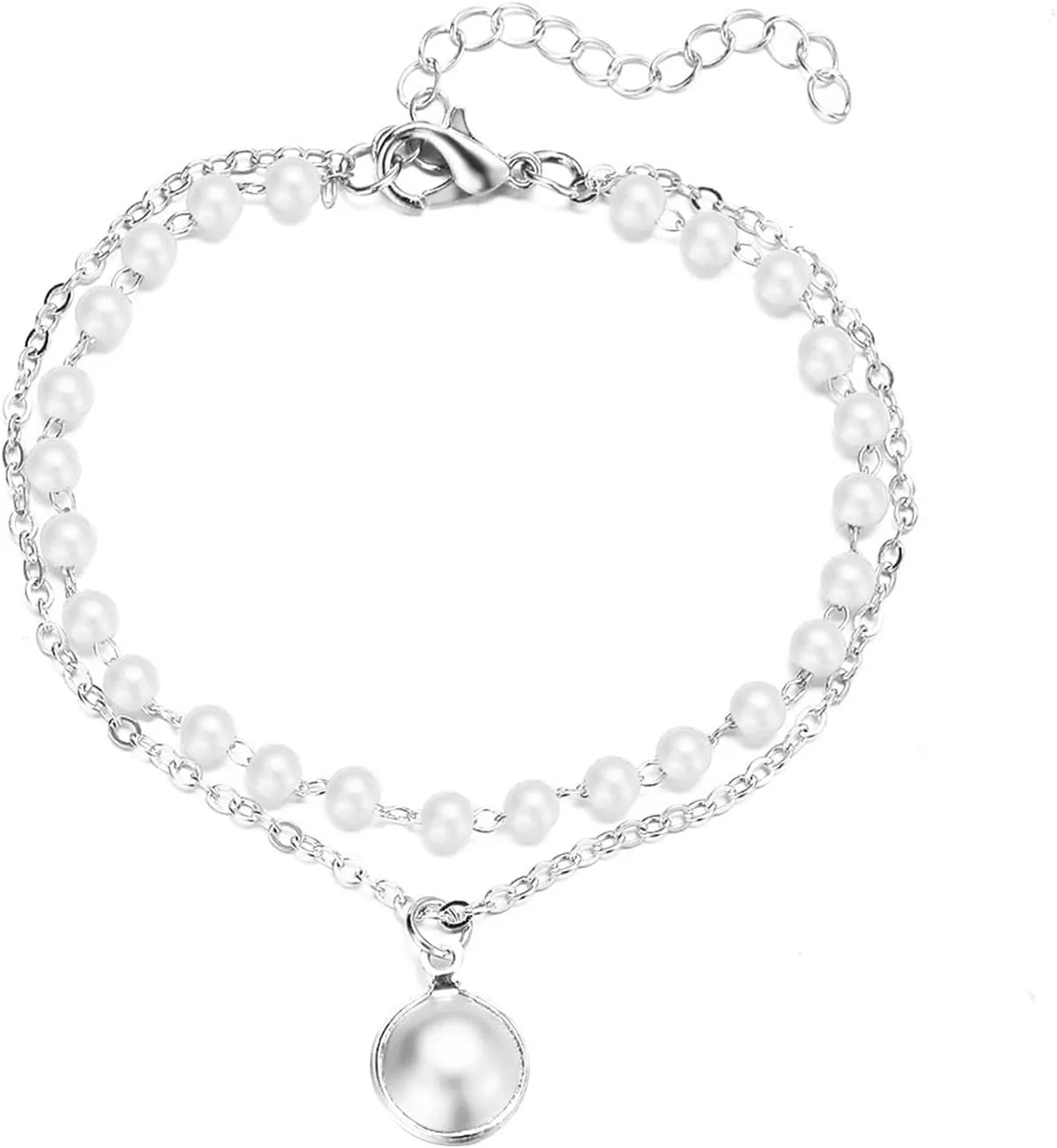 Handmade Faux Pearl Bracelet for Women, Adjustable Alloy Bracelet Necklace Imitation, Birthday Valentines New Year Gifts for Her