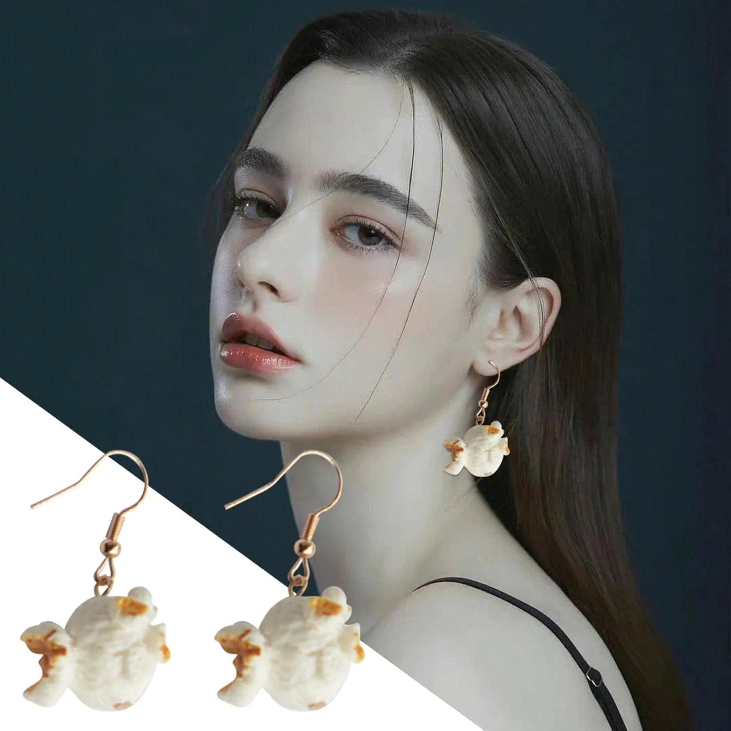 Handmade Resin Simulation Popcorn Dangle Hypoallergenic Earrings Creative Funny Ice-Cream Popcorn Dangle Drop Earrings Set