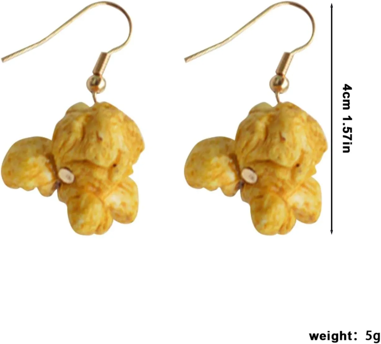 Handmade Resin Simulation Popcorn Dangle Hypoallergenic Earrings Creative Funny Ice-Cream Popcorn Dangle Drop Earrings Set