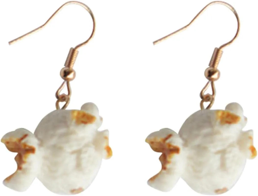 Handmade Resin Simulation Popcorn Dangle Hypoallergenic Earrings Creative Funny Ice-Cream Popcorn Dangle Drop Earrings Set