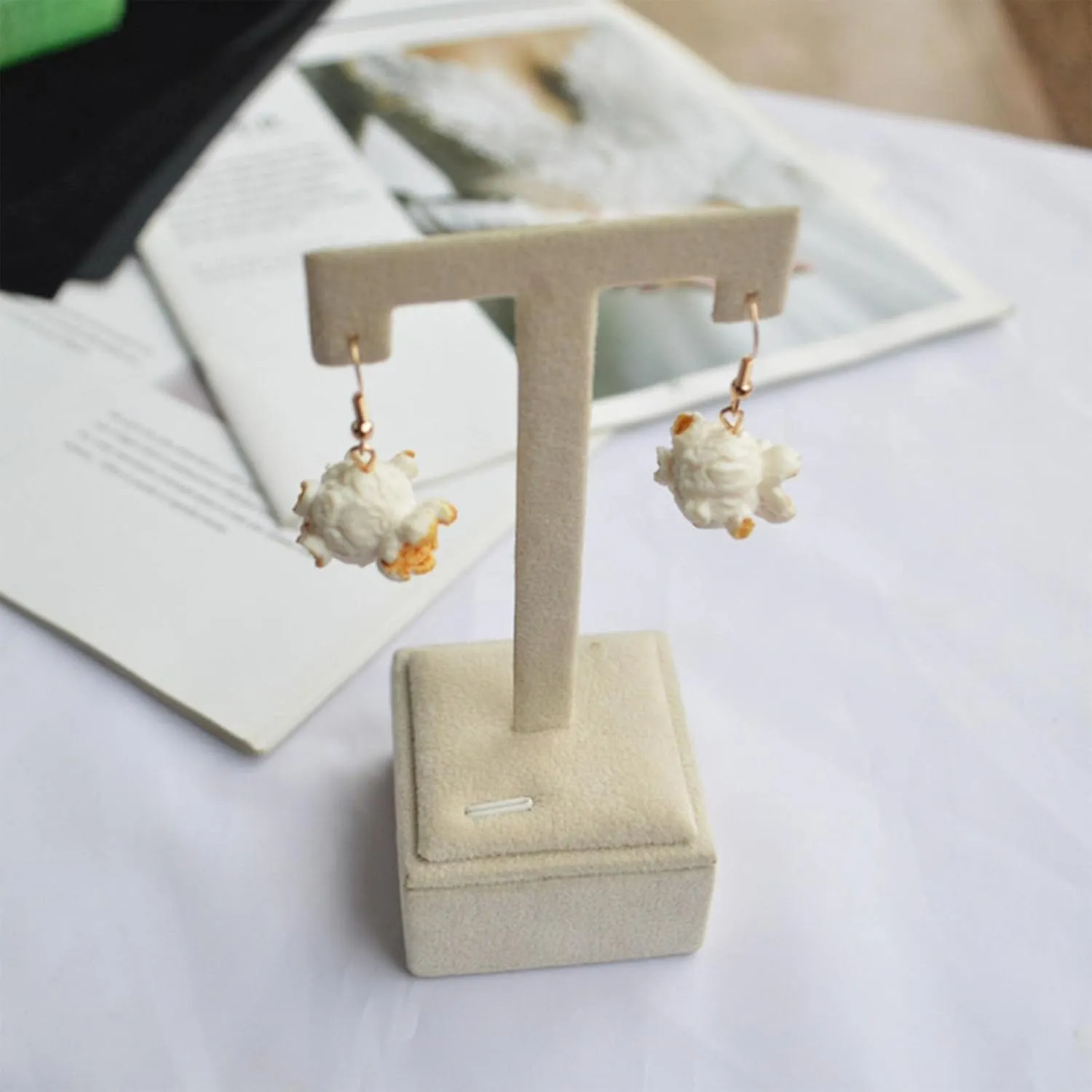 Handmade Resin Simulation Popcorn Dangle Hypoallergenic Earrings Creative Funny Ice-Cream Popcorn Dangle Drop Earrings Set