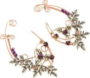Happyyami 1 Pair Elf Ear Clip Elf Fairy Earrings Fairy Costume Ear Wrap Leaf Beads Earrings Leaf Earrings for Women No Pierced Ear Clip Elven Costume Cosplay Ladies Earrings Alloy Miss Cuff