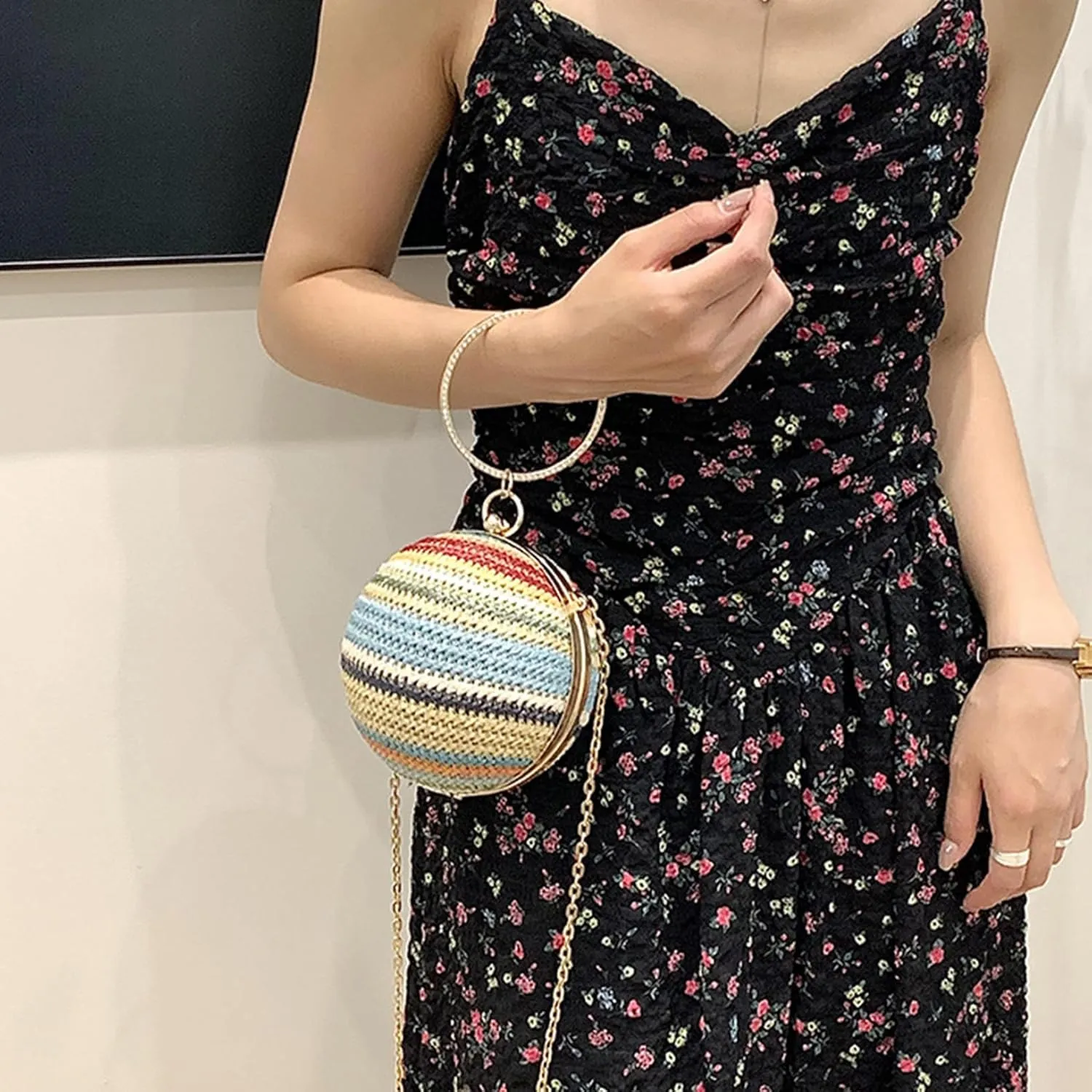 HJMND Summer Clutch Purses For Women Evening Bag Vacation Handbags Beach Bags Straw Bag Wristlet Straw Beach Bag Handbags