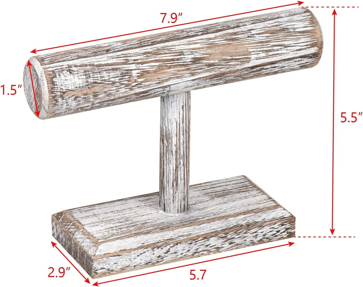 Ikee Design Wooden Display Jewelry Accessory Stand, Bracelet Scrunchies Holder Display for Store, Showcase and Home, Antique White Color, 7.9" W x 2.9" D x 5.5" H