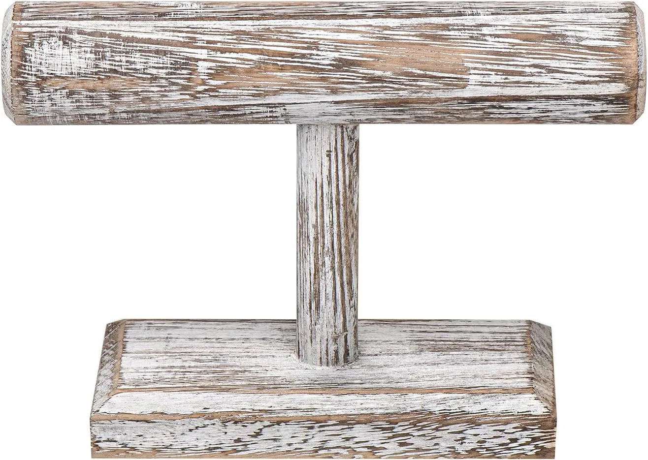 Ikee Design Wooden Display Jewelry Accessory Stand, Bracelet Scrunchies Holder Display for Store, Showcase and Home, Antique White Color, 7.9" W x 2.9" D x 5.5" H