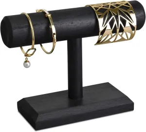 Ikee Design Wooden Jewelry Holder Display Stand for Selling, Bracelet Scrunchies Holder Display for Store, Showcase and Home, Antique Black Color, 7.9 W x 2.9 D x 5.5 H in