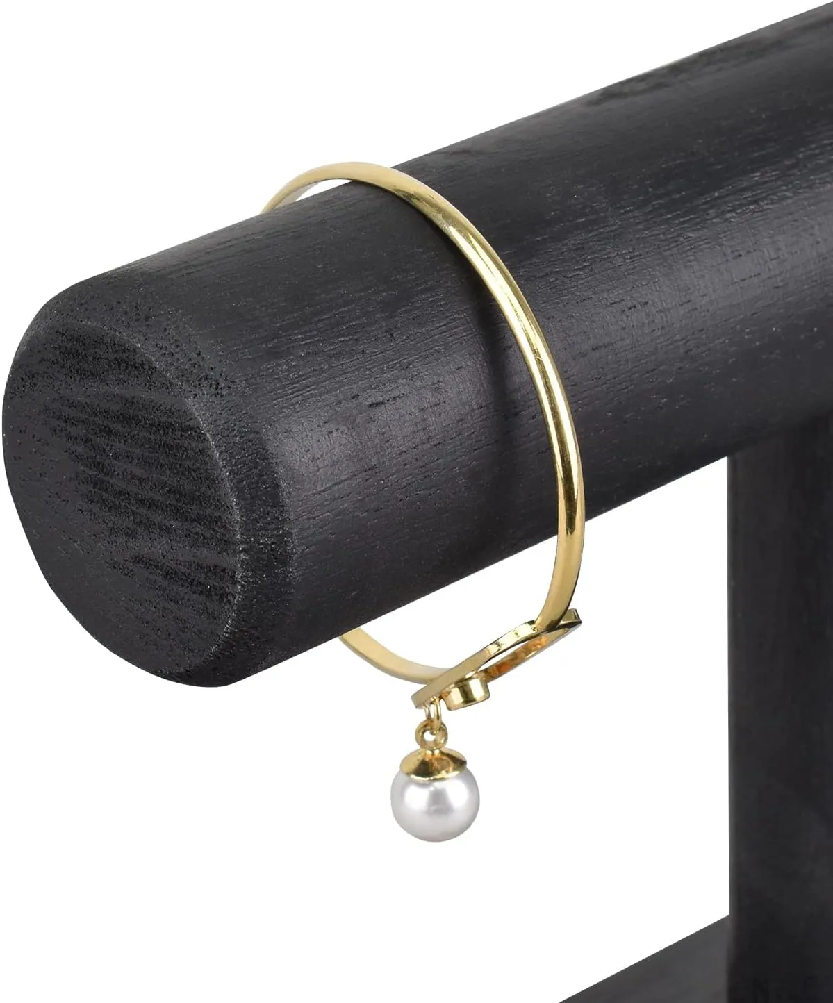Ikee Design Wooden Jewelry Holder Display Stand for Selling, Bracelet Scrunchies Holder Display for Store, Showcase and Home, Antique Black Color, 7.9 W x 2.9 D x 5.5 H in