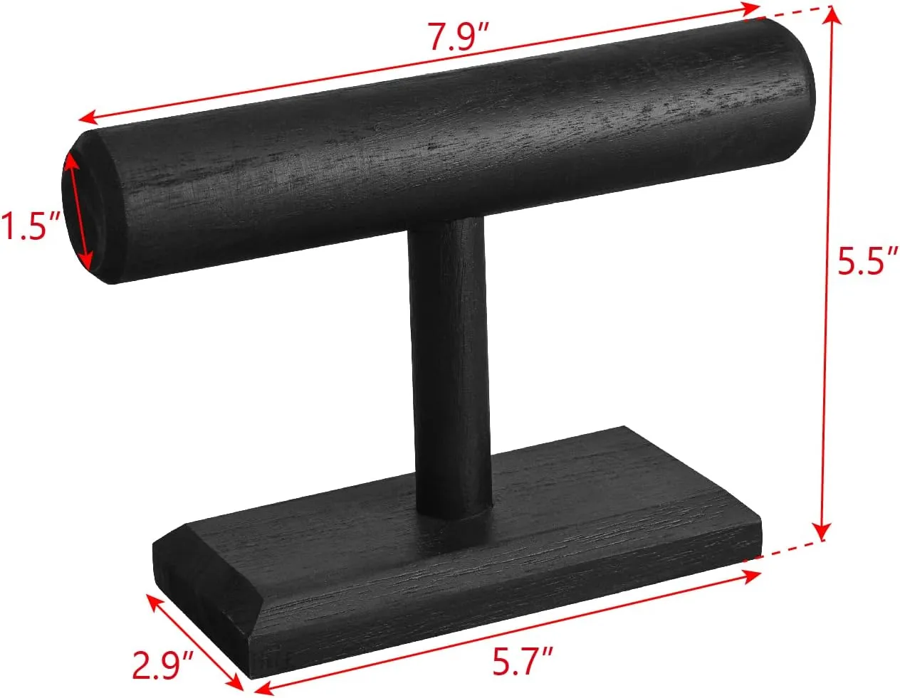Ikee Design Wooden Jewelry Holder Display Stand for Selling, Bracelet Scrunchies Holder Display for Store, Showcase and Home, Antique Black Color, 7.9 W x 2.9 D x 5.5 H in