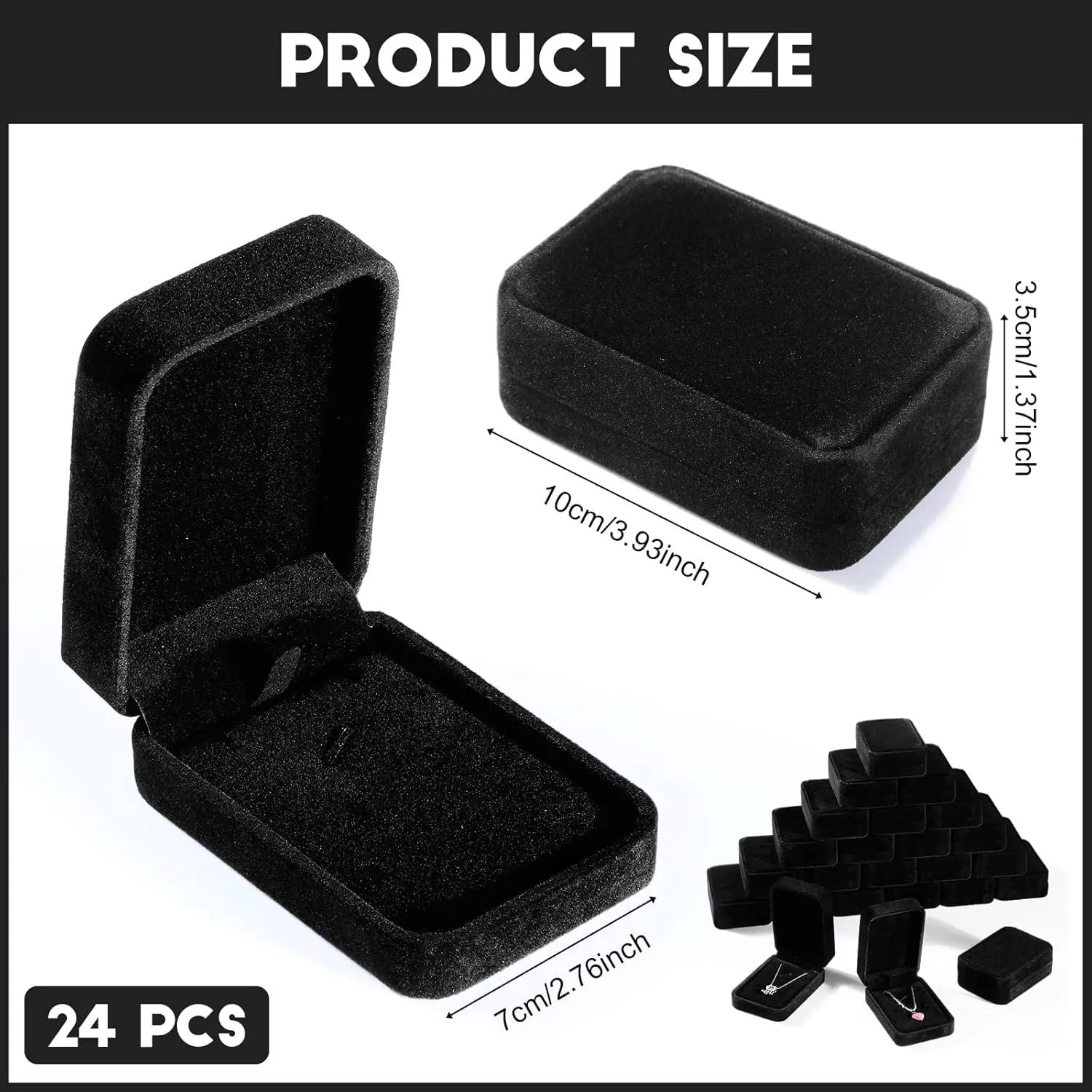 Inbagi 24 Pcs Necklace Pendant Box Velvet Jewelry Storage Display Case Ring Earring Pendant Jewelry Boxes Pearl Necklace Holder Gift Boxes for Christmas Wedding Engagement Birthday Anniversary(Black)