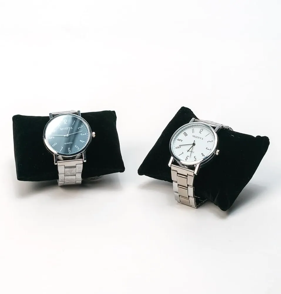 Jewelry Watch Tray, Black Velvet Watch Jewelry Organizer 12 Grid, Stackable Watch Bracelet Bangle Display Holder, with Clear Lid Adjustable Pillows, for Man Woman Show Birthday