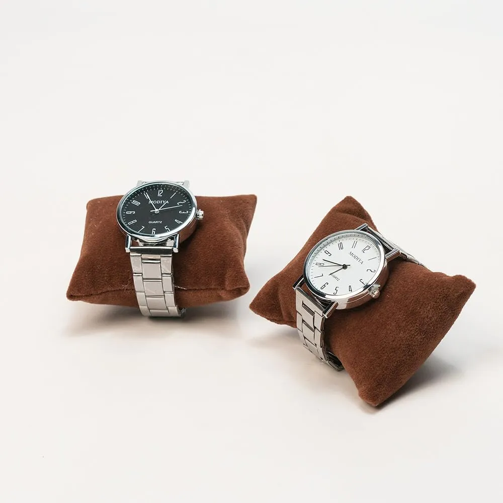 Jewelry Watch Tray, Brown Velvet Watch Jewelry Organizer 12 Grid, Stackable Watch Bracelet Bangle Display Holder, with Clear Lid Adjustable Pillows, for Man Woman Show Birthday