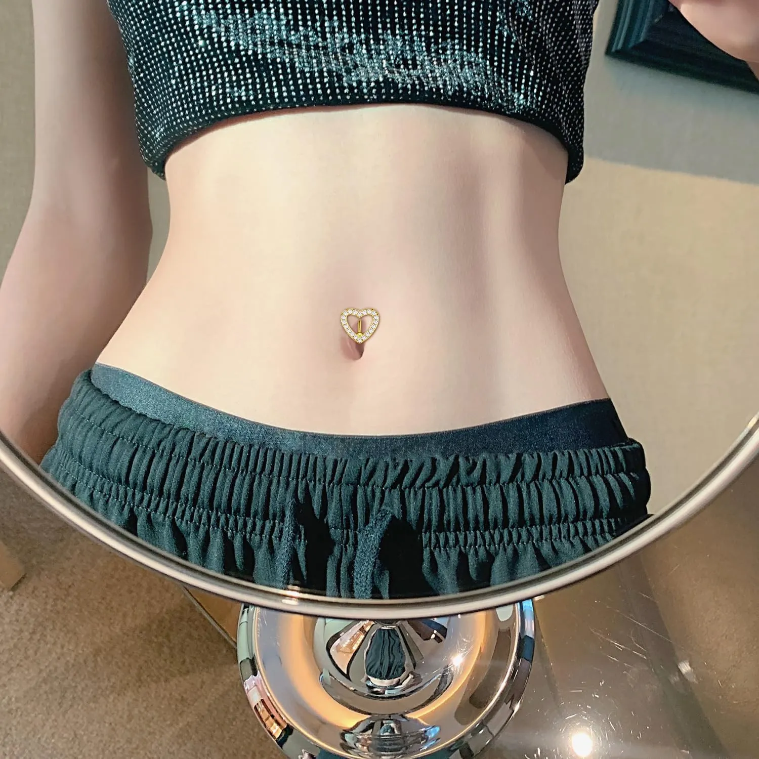JFORYOU Belly Button Rings Stainless Steel 14G CZ Opal Navel Rings Barbells Women Girls Belly Piercing Jewelry