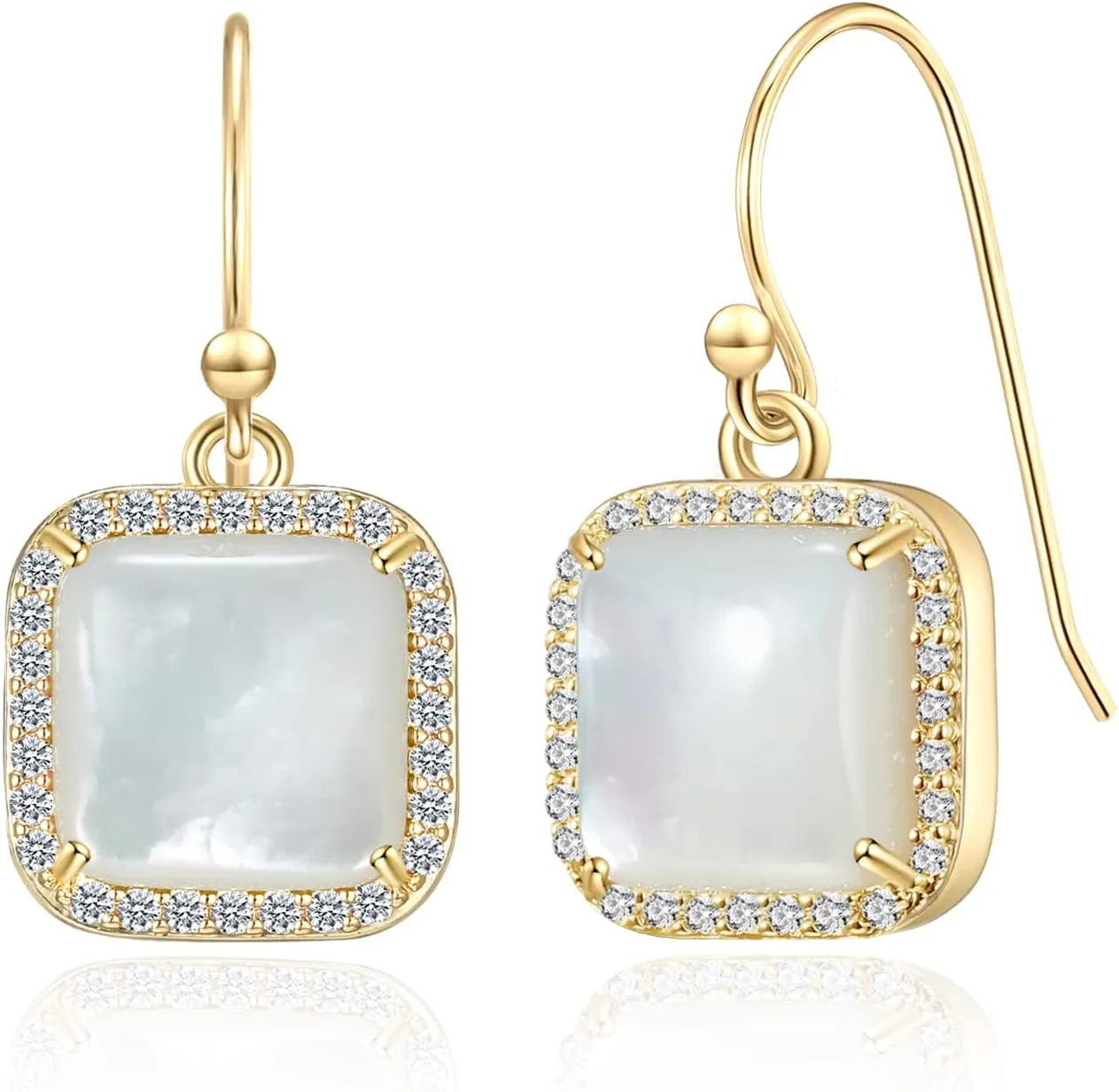 Jupiter Gemstone Square Drop Earrings, Genuine Gemstone Natural Birthstone Dangle Earrings with Zirconia Fashion Jewelry Gifts for Valentine's Day, Mother's Day, Birthday