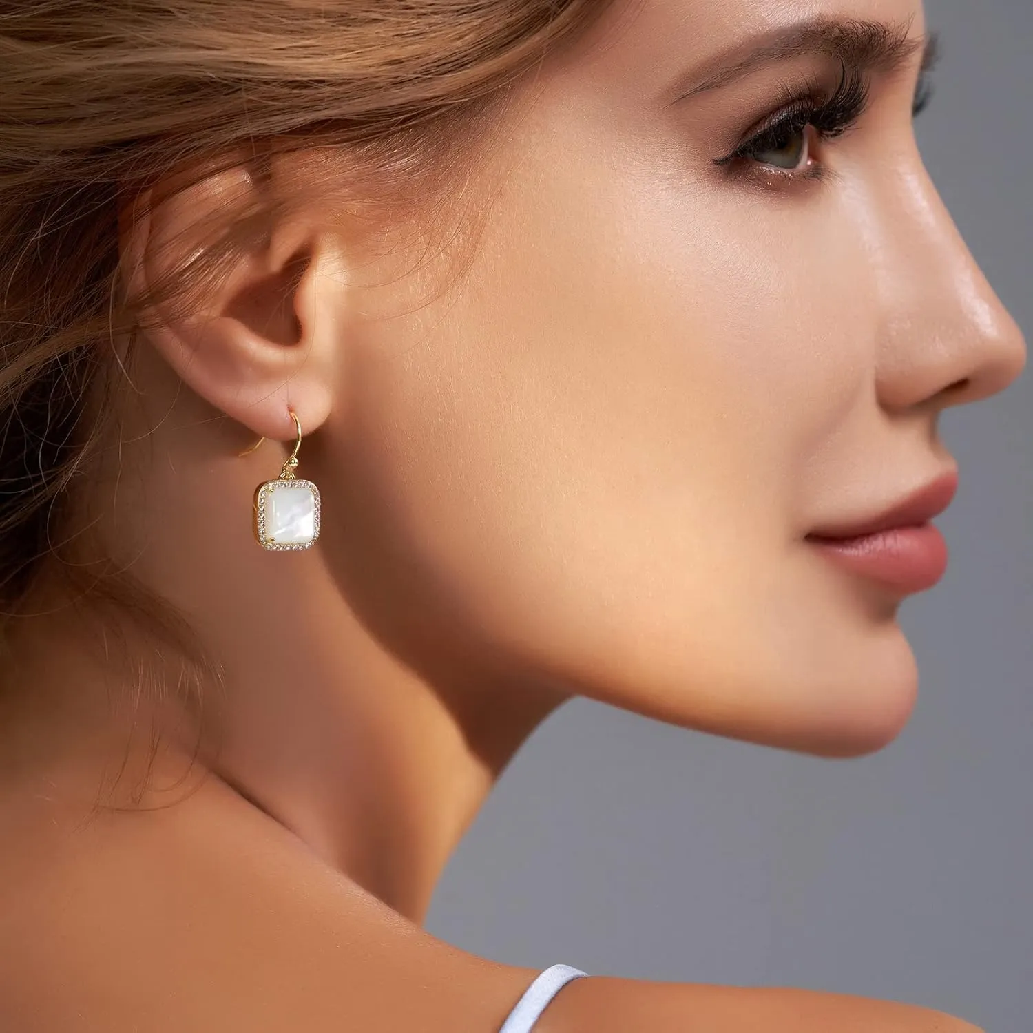 Jupiter Gemstone Square Drop Earrings, Genuine Gemstone Natural Birthstone Dangle Earrings with Zirconia Fashion Jewelry Gifts for Valentine's Day, Mother's Day, Birthday