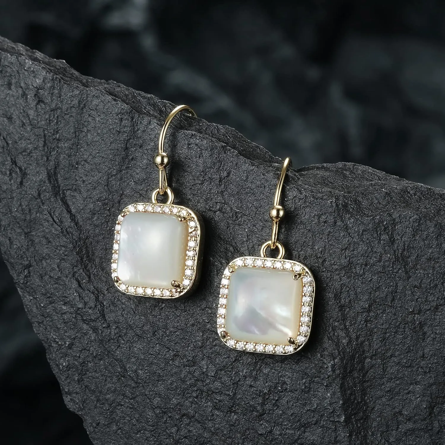 Jupiter Gemstone Square Drop Earrings, Genuine Gemstone Natural Birthstone Dangle Earrings with Zirconia Fashion Jewelry Gifts for Valentine's Day, Mother's Day, Birthday