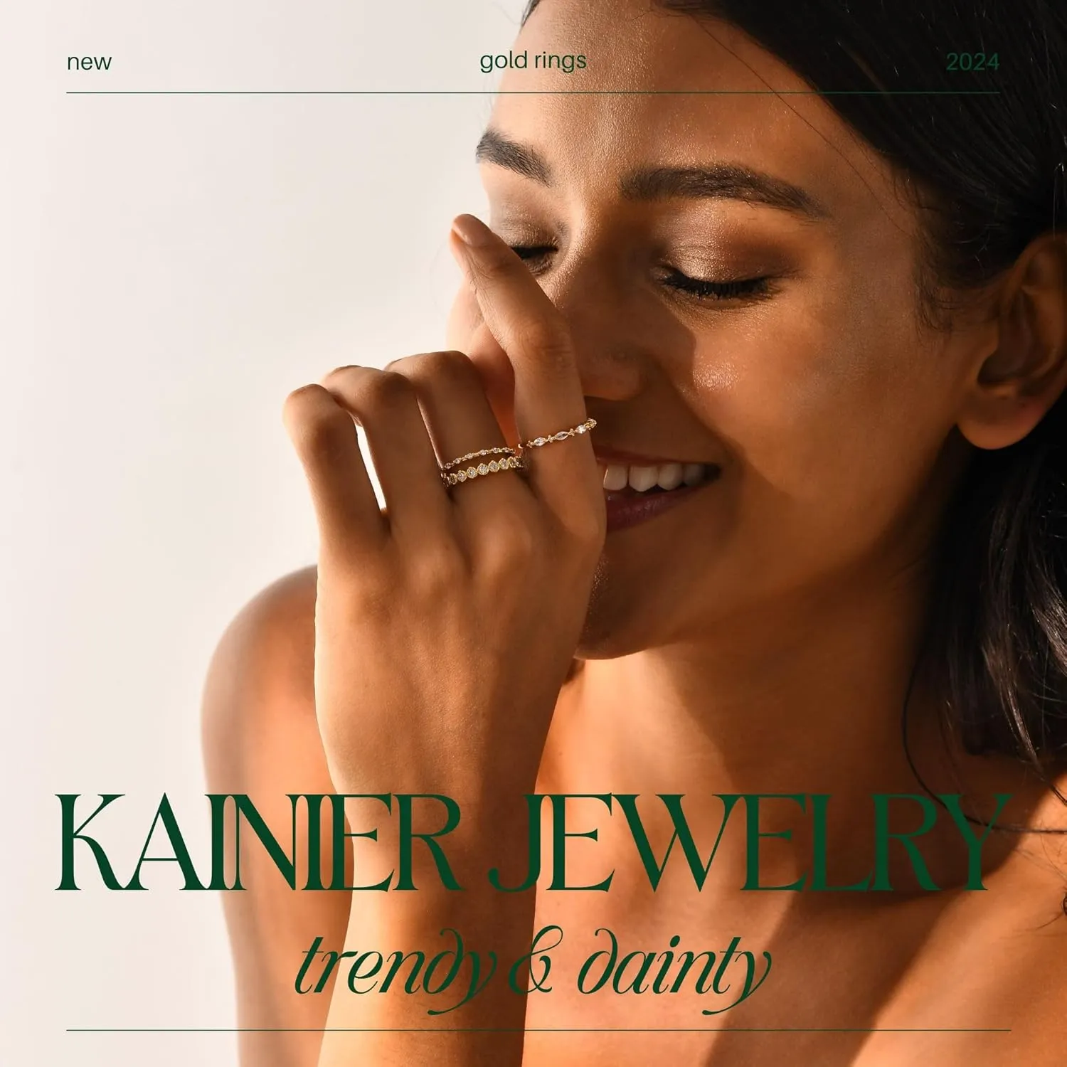 Kainier 3PCS Stackable Gold Rings for Women 1mm 14K Gold Plated Dainty Thin Pinky Rings for Women Non Tarnish CZ Band Classic Cute Stacking Thumb Knuckle Ring Comfort Fit Size 5 to 10