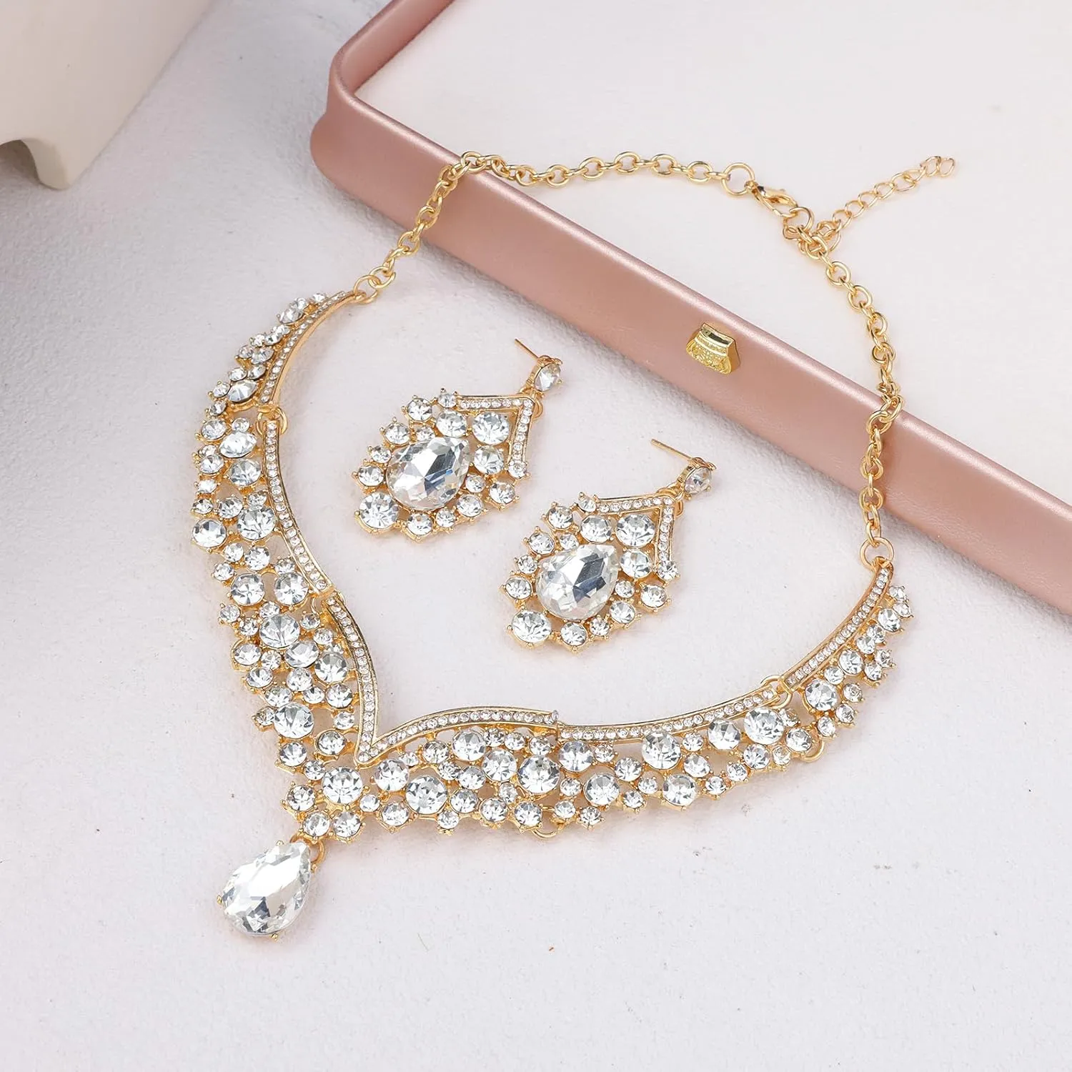 Kamirola Tiaras and Crowns for Women,Tiaras Earrings Necklace, Crystal Bridal Jewelry Set, Costume Party Halloween Prom Pageant Jewelry for Women (TR22)