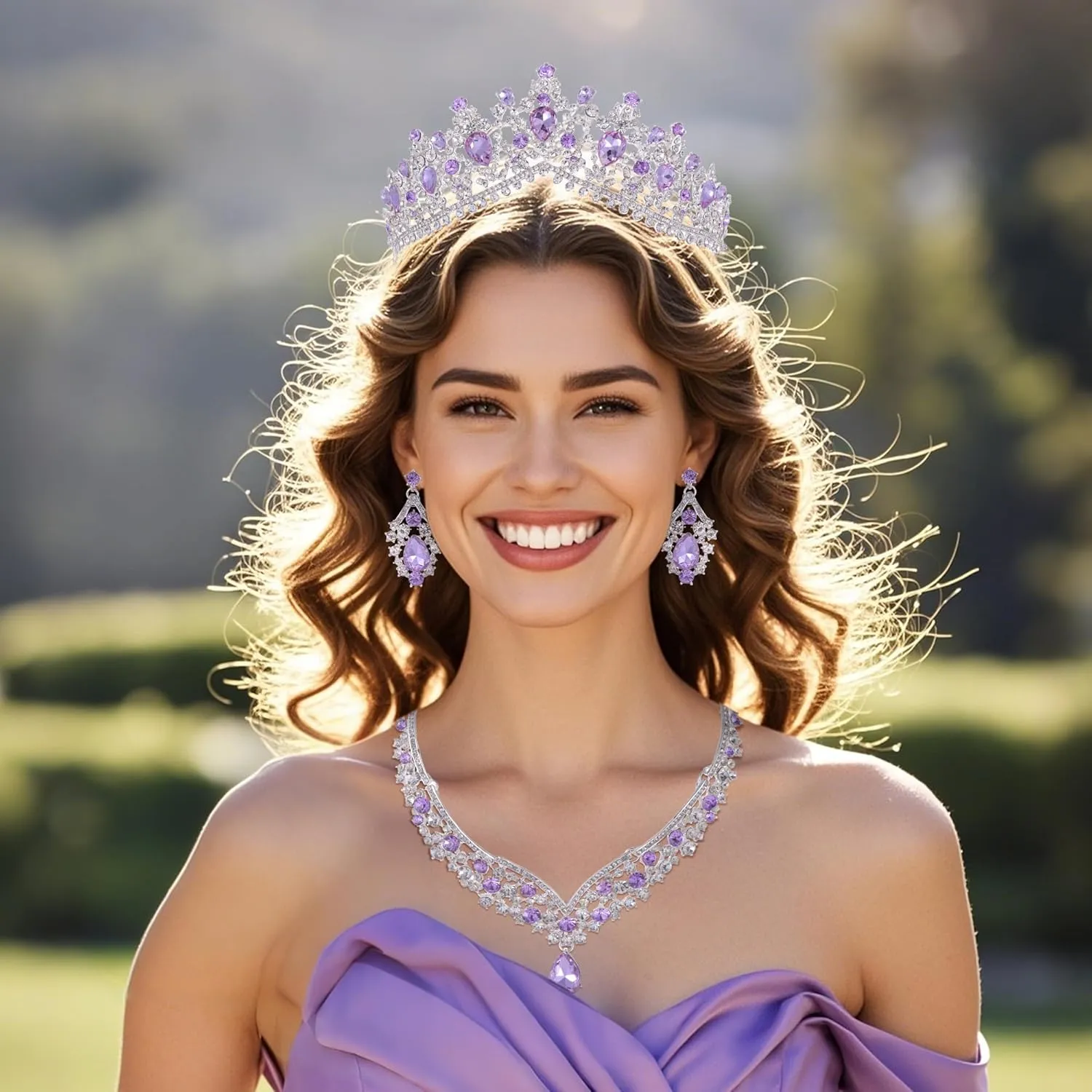 Kamirola Tiaras and Crowns for Women,Tiaras Earrings Necklace, Crystal Bridal Jewelry Set, Costume Party Halloween Prom Pageant Jewelry for Women (TR22)