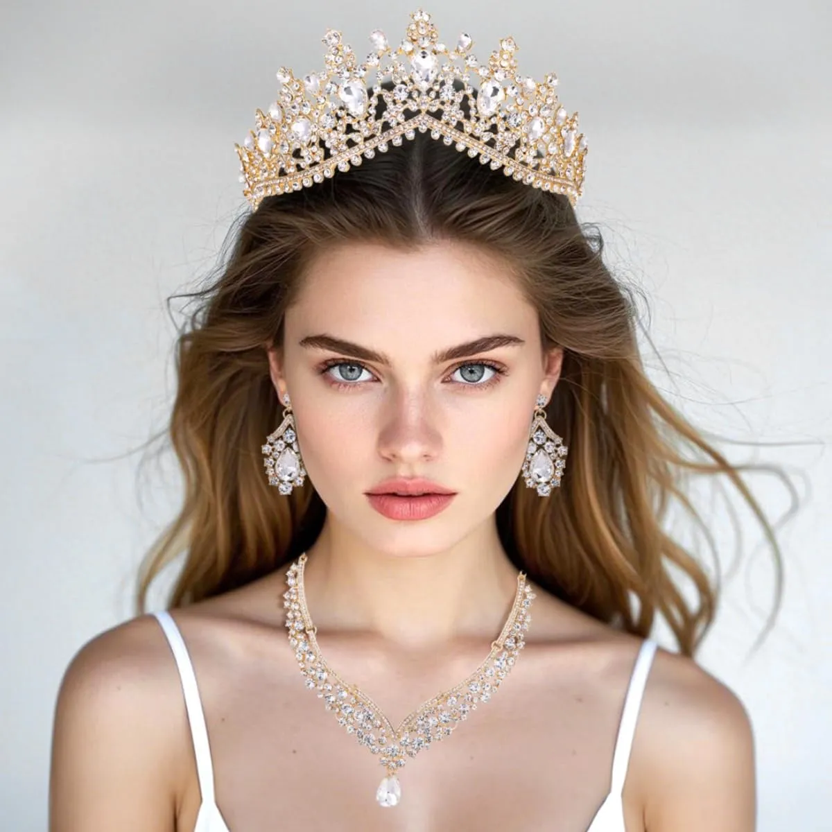 Kamirola Tiaras and Crowns for Women,Tiaras Earrings Necklace, Crystal Bridal Jewelry Set, Costume Party Halloween Prom Pageant Jewelry for Women (TR22)