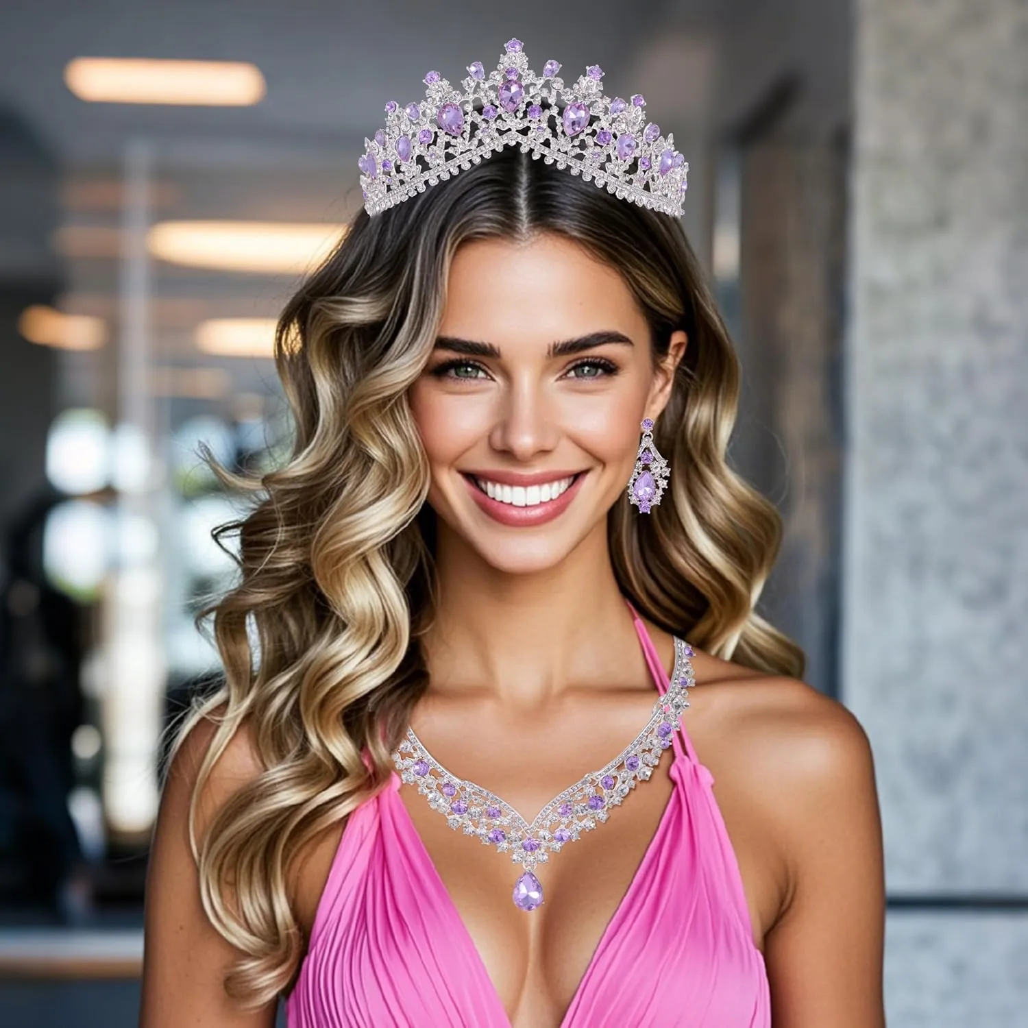 Kamirola Tiaras and Crowns for Women,Tiaras Earrings Necklace, Crystal Bridal Jewelry Set, Costume Party Halloween Prom Pageant Jewelry for Women (TR22)