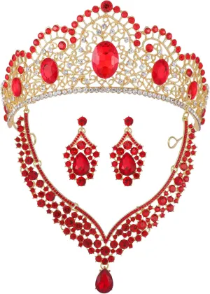 Kamirola Tiaras and Crowns for Women,Tiaras Earrings Necklace, Crystal Bridal Jewelry Set, Costume Party Halloween Prom Pageant Jewelry for Women