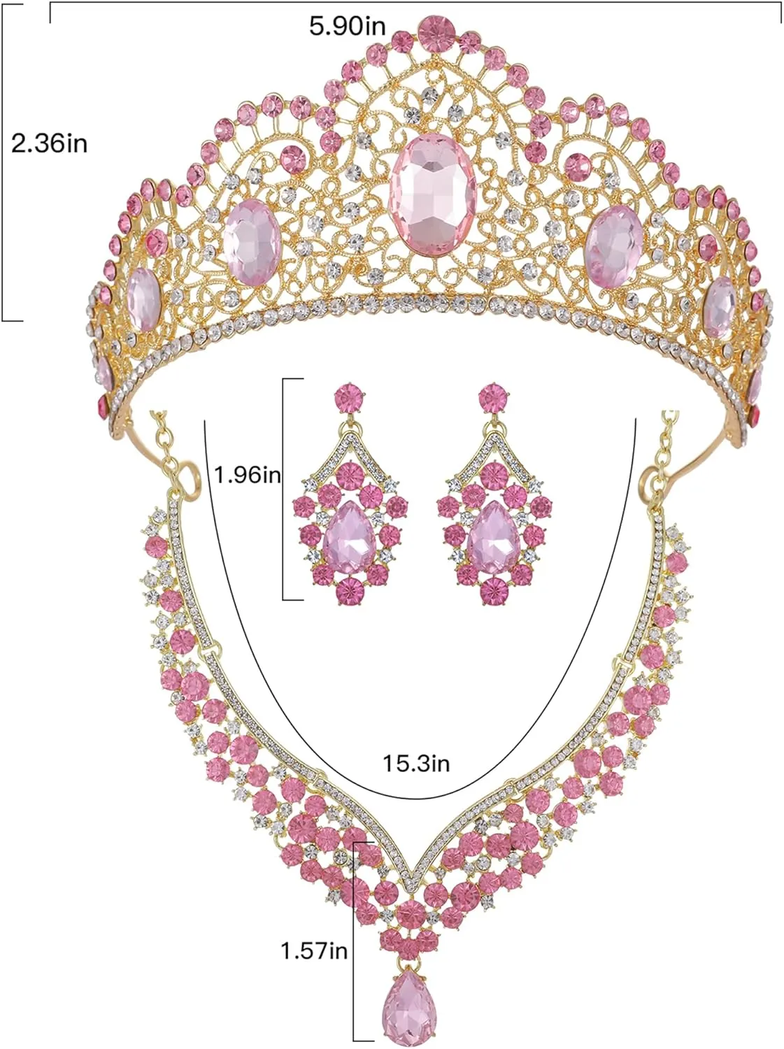 Kamirola Tiaras and Crowns for Women,Tiaras Earrings Necklace, Crystal Bridal Jewelry Set, Costume Party Halloween Prom Pageant Jewelry for Women