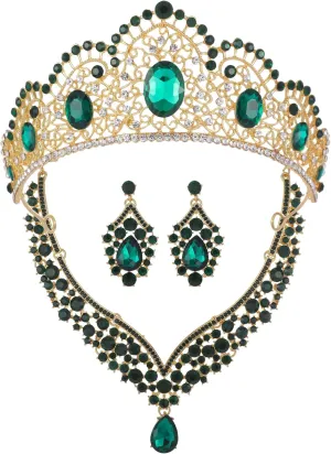 Kamirola Tiaras and Crowns for Women,Tiaras Earrings Necklace, Crystal Bridal Jewelry Set, Costume Party Halloween Prom Pageant Jewelry for Women