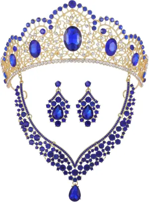 Kamirola Tiaras and Crowns for Women,Tiaras Earrings Necklace, Crystal Bridal Jewelry Set, Costume Party Halloween Prom Pageant Jewelry for Women