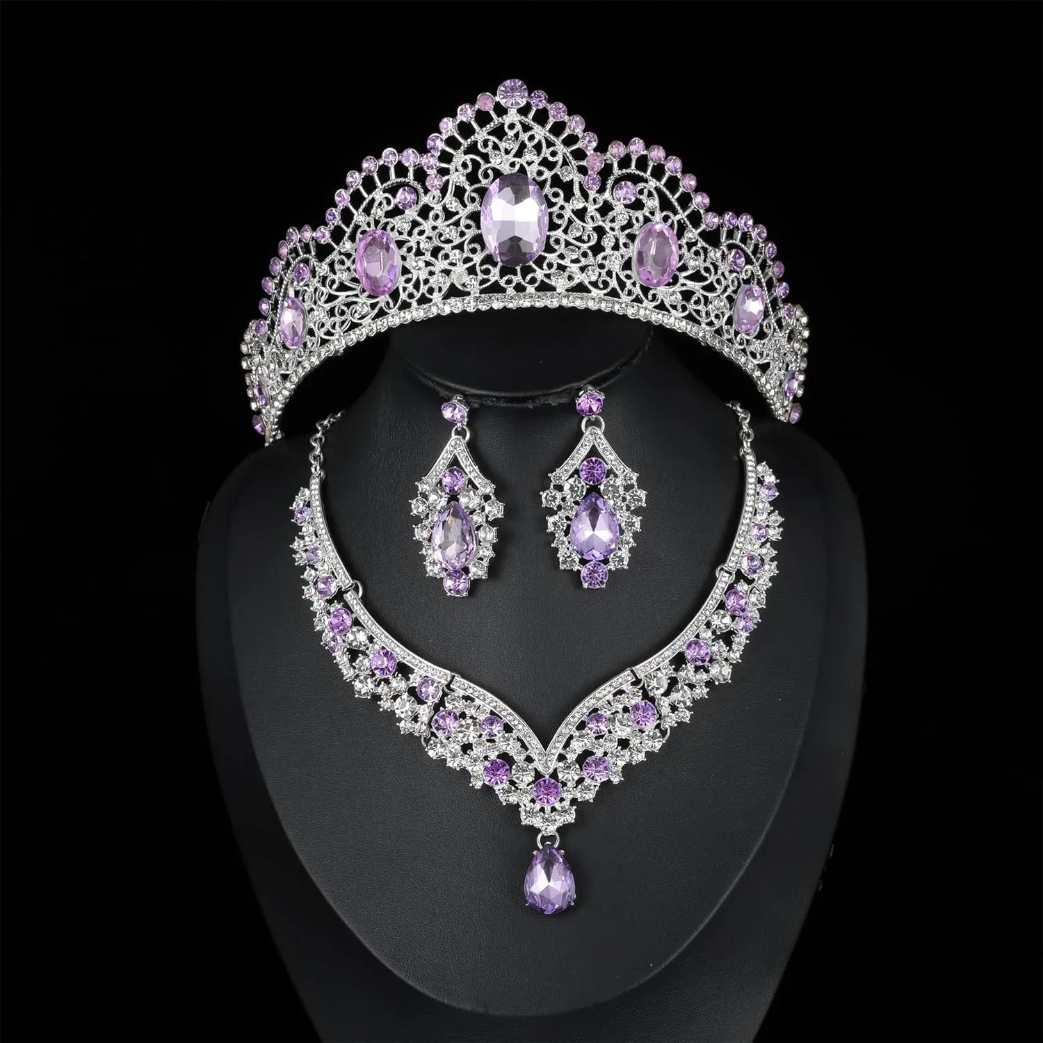 Kamirola Tiaras and Crowns for Women,Tiaras Earrings Necklace, Crystal Bridal Jewelry Set, Costume Party Halloween Prom Pageant Jewelry for Women