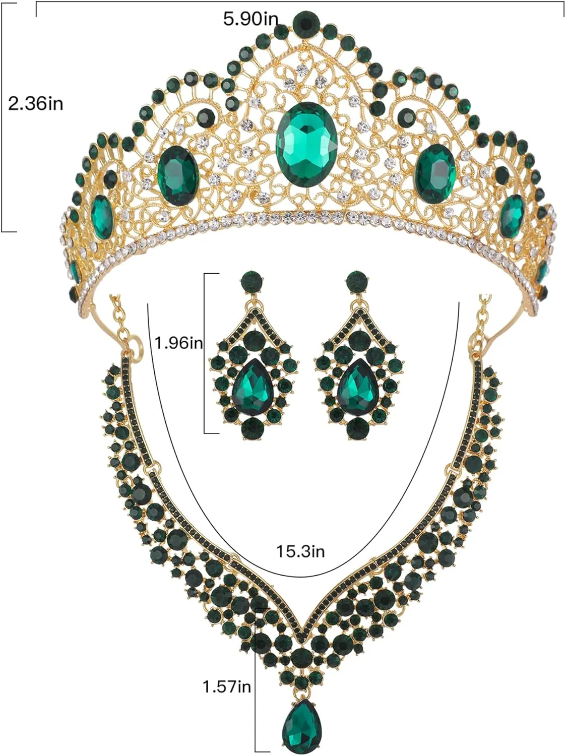 Kamirola Tiaras and Crowns for Women,Tiaras Earrings Necklace, Crystal Bridal Jewelry Set, Costume Party Halloween Prom Pageant Jewelry for Women