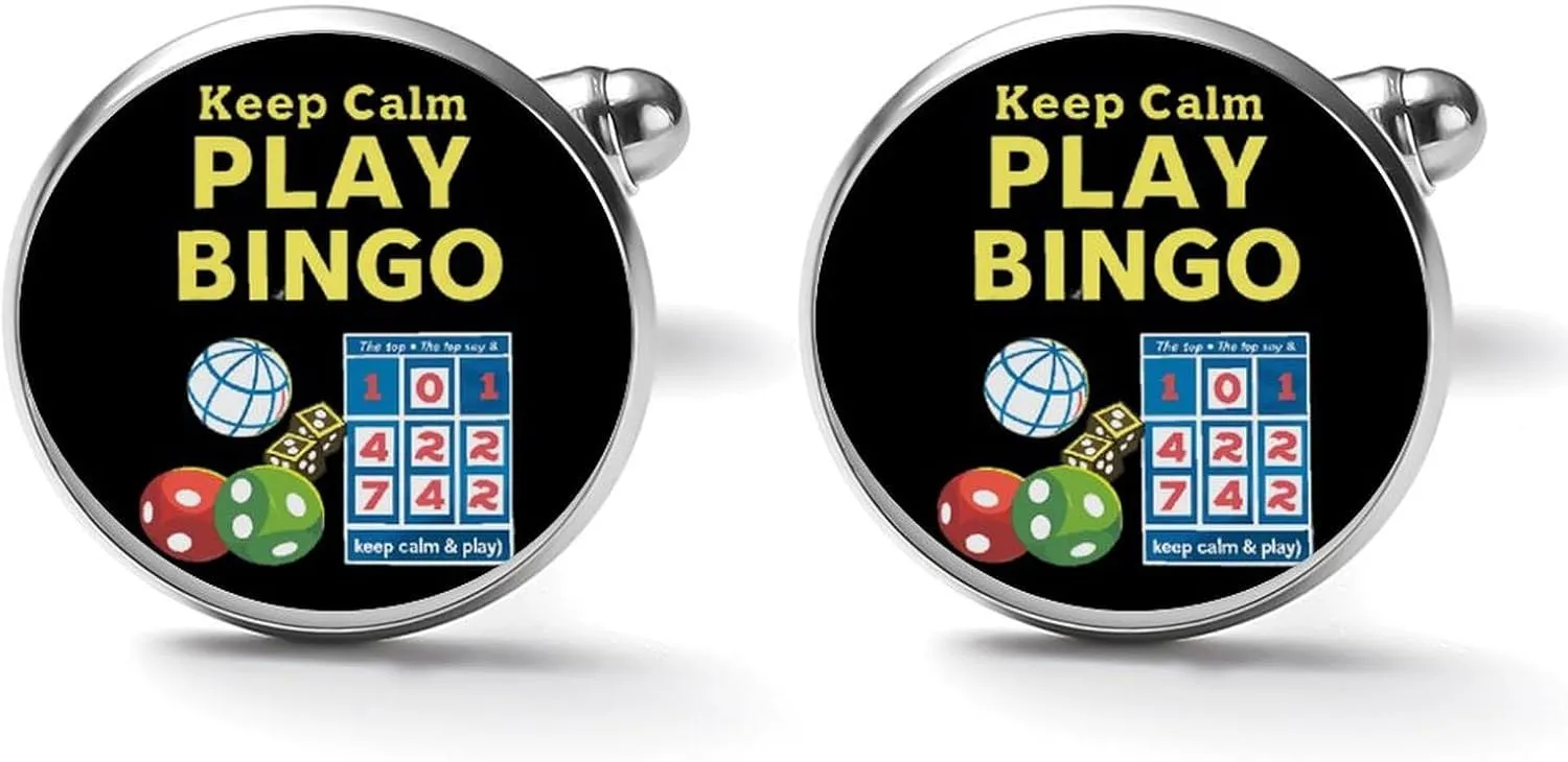 Keep Calm Play Bingo Funny Cufflinks Shirt Cuff Links Accessories Business Wedding Jewelry