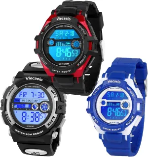 Kids Shock and Water Resistant Sports Watch 3 Piece Gift Set for Boys and Girls