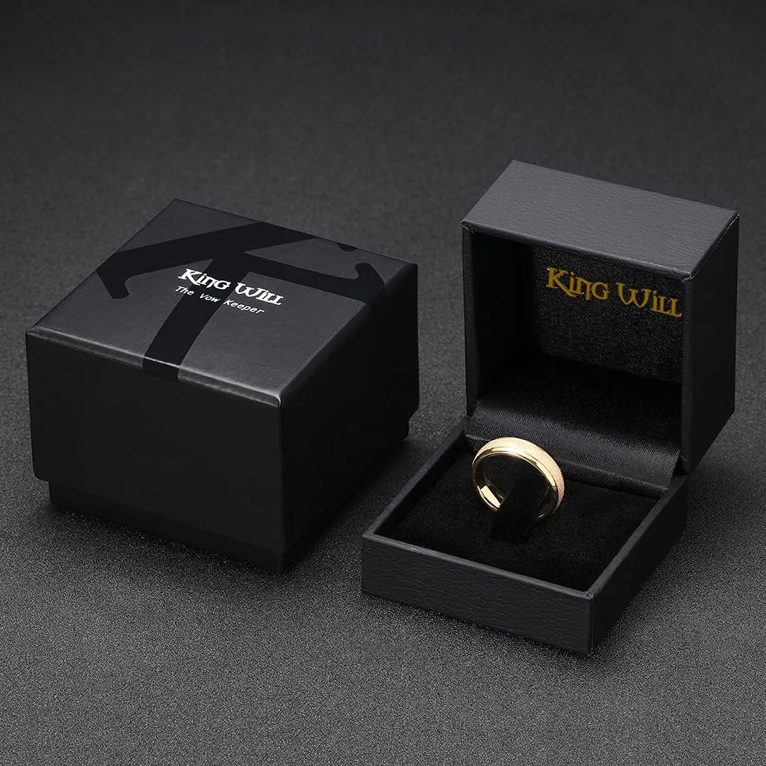King Will 6mm 8mm Tungsten Carbide Ring Gold/Rose Gold Wedding Band for Men and Women Domed Sandblasted Finish High Polished Edge Comfort Fit Size 7-14